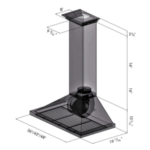 ZLINE - 48" Convertible Vent Wall Mount Range Hood in Stainless Steel with Crown Molding (KBCRN-48)