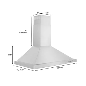 ZLINE - Convertible ZLINE 30" Convertible Vent Wall Mount Range Hood in Stainless Steel (KB-30)