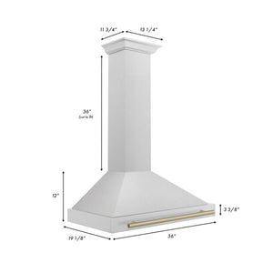 ZLINE - Autograph Edition 36 in. Convertible Satin Stainless Steel Wall Mount Range Hood with Champagne Bronze Handle (KB4SNZ-36-CB)