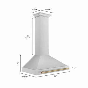 ZLINE - 36 in. Autograph Edition Convertible Stainless Steel Range Hood with Stainless Steel Shell and Champagne Bronze Accents (KB4STZ-36-CB)
