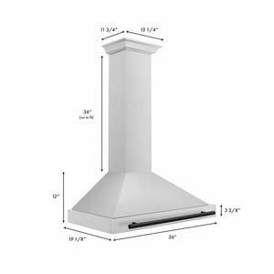 ZLINE - 36 in.Autograph Edition Convertible Stainless Steel Range Hood with Stainless Steel Shell and Matte Black Accents (KB4STZ-36-MB)