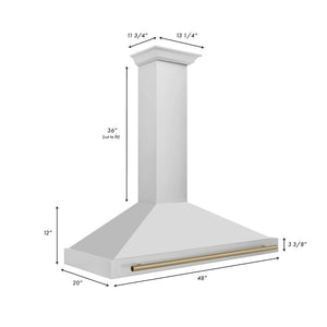 ZLINE - 48 in. Autograph Edition Convertible Stainless Steel Range Hood with Stainless Steel Shell and Champagne Bronze Accents (KB4STZ-48-CB)