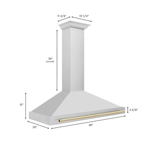 ZLINE - 48 in. Autograph Edition Convertible Stainless Steel Range Hood with Stainless Steel Shell and Polished Polished Gold Accents (KB4STZ-48-G)