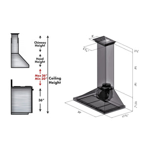 ZLINE - 30" Convertible Vent Wall Mount Range Hood in Stainless Steel with Crown Molding (KBCRN-30)