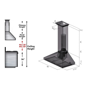 ZLINE - 30" Convertible Vent Wall Mount Range Hood in Stainless Steel with Crown Molding (KL3CRN-30)
