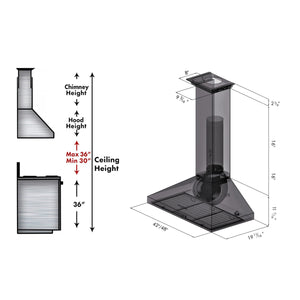 ZLINE - 42" Convertible Vent Wall Mount Range Hood in Stainless Steel with Crown Molding (KL3CRN-42)