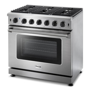 ThorKitchen - 36 Inch Freestanding Range in Stainless Steel