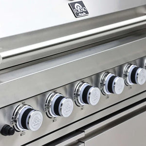 FORNO - Bulnes 40-Inch BBQ, 95,000 BTU, 5 Burners, Sear & Rotisserie Infrared with Side Burner, Stainless Steel Outdoor Kitchen with 1.8 cu.ft. Beverage Center & White Sintered Stone Countertops
