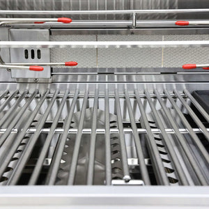 FORNO - Bulnes 40-Inch BBQ, 95,000 BTU, 5 Burners, Sear & Rotisserie Infrared with Side Burner, Stainless Steel Outdoor Kitchen with 1.8 cu.ft. Beverage Center & White Sintered Stone Countertops