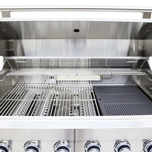 FORNO - Bulnes 40-Inch BBQ, 95,000 BTU, 5 Burners, Sear & Rotisserie Infrared with Side Burner, Stainless Steel Outdoor Kitchen with 1.8 cu.ft. Beverage Center & Black Granite Countertops