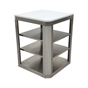 FORNO - Bulnes 40-Inch BBQ, 95,000 BTU, 5 Burners, Sear & Rotisserie Infrared with Side Burner, Stainless Steel Outdoor Kitchen with 1.8 cu.ft. Beverage Center & White Sintered Stone Countertops