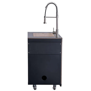 FORNO - Rimini Outdoor Kitchen 30" BBQ 62,600 BTU, 3 Burners with Sear & Rotisserie, 2.4 cu.ft. Beverage Center, Stainless Steel Sink, Black Cabinets & Gray Sintered Stone Countertop