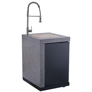 FORNO - Rimini Outdoor Kitchen 30" BBQ 62,600 BTU, 3 Burners with Sear & Rotisserie, 2.4 cu.ft. Beverage Center, Stainless Steel Sink, Black Cabinets & Gray Sintered Stone Countertop