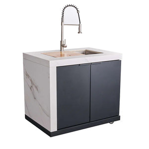 FORNO - Rimini Outdoor Kitchen: 30" BBQ 62,600 BTU, 4.8 cu.ft. Refrigerators, White Countertops