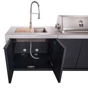 FORNO - Rimini Outdoor Kitchen: 30" BBQ 62,600 BTU, 4.8 cu.ft. Refrigerators, White Countertops