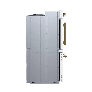 FORNO - Asti 30-Inch Double Electric Wall Oven with Upper French Doors in White & Antique Brass, 7.36 cu. ft. Dual True Convection, 7,200W, Air Fry, Sous Vide, Self-Clean