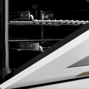 ZLINE - Autograph Edition 60 in. 7.4 cu. ft. Legacy Dual Fuel Range with 9 Burner Gas Cooktop and 2 Electric Convection Ovens in Stainless Steel with White Matte Doors and Champagne Bronze Accents