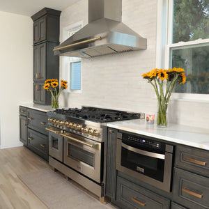 ZLINE - 48" Autograph Edition Stainless Steel Range Hood with Stainless Steel Shell and Champagne Bronze Handle (8654STZ-48-CB)