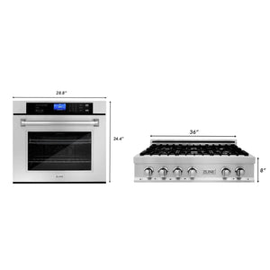 ZLINE - Kitchen Package with 36" Stainless Steel Rangetop and 30" Single Wall Oven (2KP-RTAWS36)