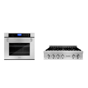 ZLINE - Kitchen Package with 36" Stainless Steel Rangetop and 30" Single Wall Oven (2KP-RTAWS36)