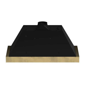 FORNO - Vittorio 48-Inch Wall Mount Range Hood, Black with Antique Brass Trim