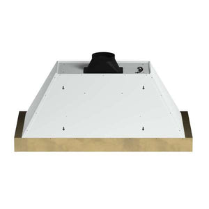 FORNO - Vittorio 48-Inch Wall Mount Range Hood, White with Antique Brass Trim