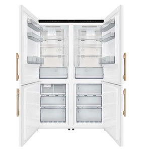 FORNO - Custodia 48" Bottom Freezer combo, 20.6 cf., Ice Maker, Total No frost, White, Antique Brass handles