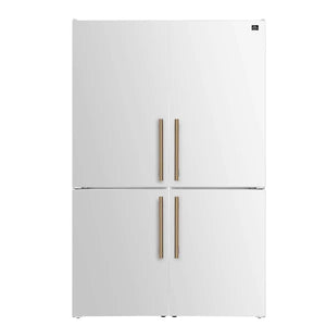 FORNO - Custodia 48" Bottom Freezer combo, 20.6 cf., Ice Maker, Total No frost, White, Antique Brass handles