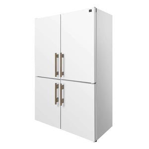 FORNO - Custodia 48" Bottom Freezer combo, 20.6 cf., Ice Maker, Total No frost, White, Antique Brass handles