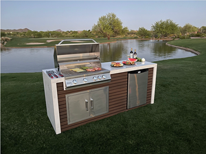 KoKoMo - Classic Shiplap Outdoor Kitchen KoKoMo Grill with Waterfall Edge