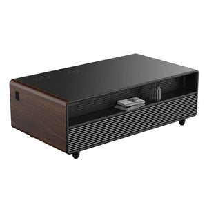 FORNO - Evoluto Tavolo 51-Inch Smart Coffee Table with Wood-Accent Sides – Dual Cooling Zones, Wireless Charging Pad & Built-In Bluetooth Speakers