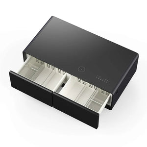 FORNO - Evoluto Tavolo 51-Inch Black Smart Coffee Table – Dual Refrigerator Drawers, Bluetooth 5.0 Audio, Wireless Charging & RGB Ambient Light