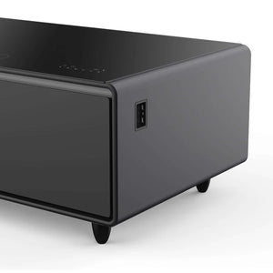 FORNO - Evoluto Tavolo 51-Inch Black Smart Coffee Table – Dual Refrigerator Drawers, Bluetooth 5.0 Audio, Wireless Charging & RGB Ambient Light