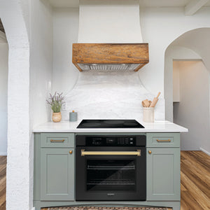 ZLINE - 30 in. Autograph Edition Professional True Convection Single Wall Oven with Air Fry and Self Clean in Black Stainless Steel with Polished Gold Handle