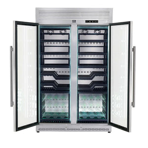 FORNO - Abruzzo 48-Inch Dual Zones Wine Cellar, 102 Bottles, 24 cu. ft., Green Acrylic Holders & Black Shelves