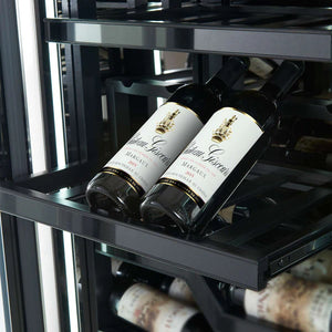 FORNO - Abruzzo 48-Inch Dual Zones Wine Cellar, 102 Bottles, 24 cu. ft., Green Acrylic Holders & Black Shelves