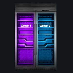 FORNO - Abruzzo 48-Inch Dual Zone Wine Cellar, 102 Bottles, 24 cu. ft., Clear Acrylic Holders & Stainless Trim Shelves