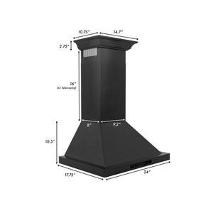 ZLINE - 48" Convertible Vent Wall Mount Range Hood in Black Stainless Steel with Crown Molding (BSKBNCRN-48)