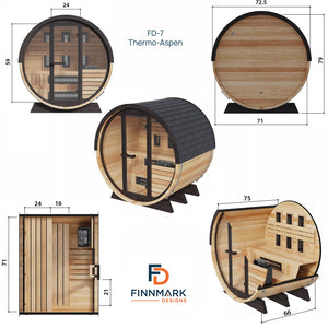 Finnmark - Thermo-Aspen Combination Barrel Sauna FD-7