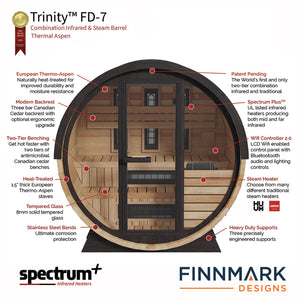 Finnmark - Thermo-Aspen Combination Barrel Sauna FD-7