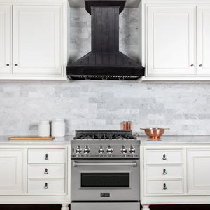 ZLINE - 30" Wooden Convertible Vent Wall Mount Range Hood in Rustic Dark Finish - Includes Motor (KPDD-30)