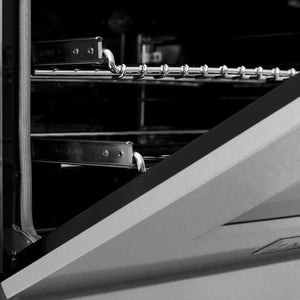 ZLINE - Autograph Edition 24 in. 2.8 cu. ft. Legacy Dual Fuel Range with 4 Burner Gas Cooktop and Electric Convection Oven in Satin Stainless Steel and Matte Black Accents