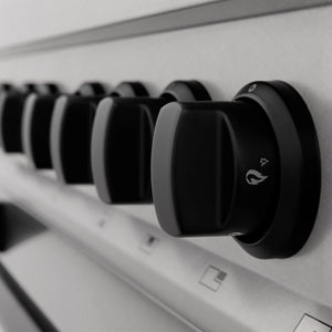 ZLINE - Autograph Edition 24 in. 2.8 cu. ft. Legacy Dual Fuel Range with 4 Burner Gas Cooktop and Electric Convection Oven in Satin Stainless Steel and Matte Black Accents