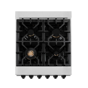 ZLINE - Autograph Edition 24 in. 2.8 cu. ft. Legacy Dual Fuel Range with 4 Burner Gas Cooktop and Electric Convection Oven in Satin Stainless Steel and Matte Black Accents