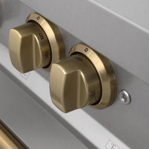 ZLINE - Autograph Edition 36 in. 4.6 cu. ft. Legacy Dual Fuel Range with 6 Burner Gas Cooktop and Electric Convection Oven in Satin Stainless Steel and Champagne Bronze Accents