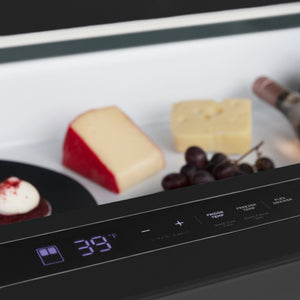 ZLINE - Autograph Edition 36 in. 21.6 cu. ft. Counter-Depth French Door Refrigerator with Water and Ice Dispenser in Fingerprint-Resistant Black Stainless Steel with Polished Gold Modern Handles