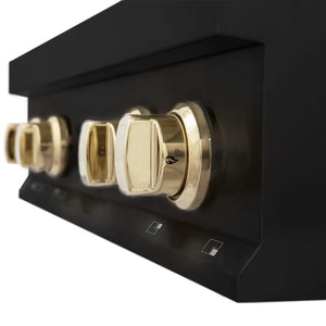 ZLINE - Autograph Edition 30 in. Legacy Gas Rangetop with 4 Burners and Porcelain Cooktop in Black Stainless Steel with Polished Gold Accents