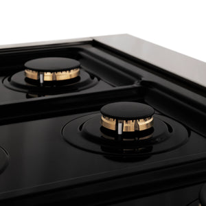 ZLINE - Autograph Edition 36 in. 4.6 cu. ft. Legacy Dual Fuel Range with 6 Burner Gas Cooktop and Electric Convection Oven in Stainless Steel and Champagne Bronze Accents