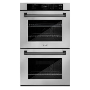 ZLINE - 30 in. Autograph Edition Professional True Convection Double Wall Oven with Air Fry and Self Clean in Stainless Steel with Matte Black Handles