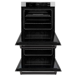 ZLINE - 30 in. Autograph Edition Professional True Convection Double Wall Oven with Air Fry and Self Clean in Stainless Steel with Matte Black Handles